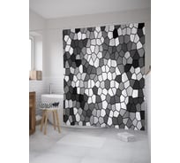 Штора (занавеска) для ванной JoyArty "Абстрактные соты" из сатена, 180х200 см с крючками, sc_60855