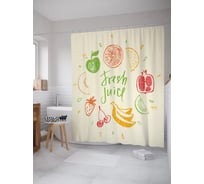 Штора (занавеска) для ванной JoyArty "Свежий сок" из сатена, 180х200 см с крючками, sc_62314