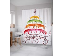 Штора (занавеска) для ванной JoyArty "Многоярусный красочный торт" из сатена, 180х200 см с крючками, sc_34339