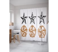 Штора (занавеска) для ванной JoyArty "Графика техасской звезды" из сатена, 180х200 см с крючками, sc_63091