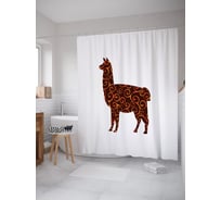 Штора (занавеска) для ванной JoyArty "Лама в завитках" из сатена, 180х200 см с крючками, sc_53956