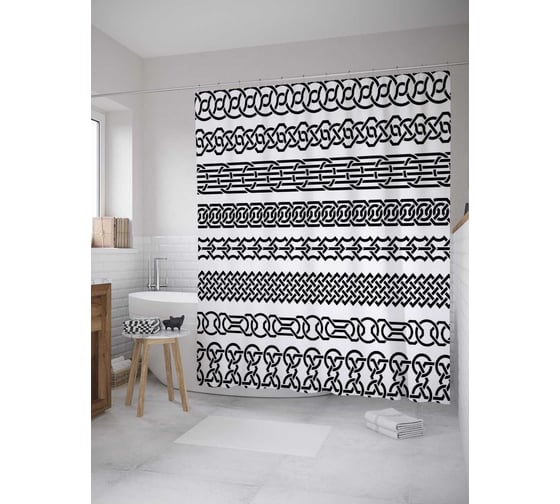 Штора (занавеска) для ванной JoyArty "Кельтский стиль" из сатена, 180х200 см с крючками, sc_35566 1