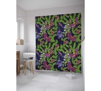 Штора (занавеска) для ванной JoyArty "Тропические бабочки" из сатена, 180х200 см с крючками, sc_36469