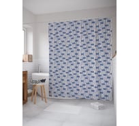 Штора (занавеска) для ванной JoyArty "Строчки зигзагом" из сатена, 180х200 см с крючками, sc_62564