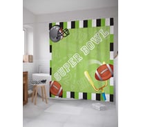 Штора (занавеска) для ванной JoyArty "Супер Боул" из сатена, 180х200 см с крючками, sc_7395