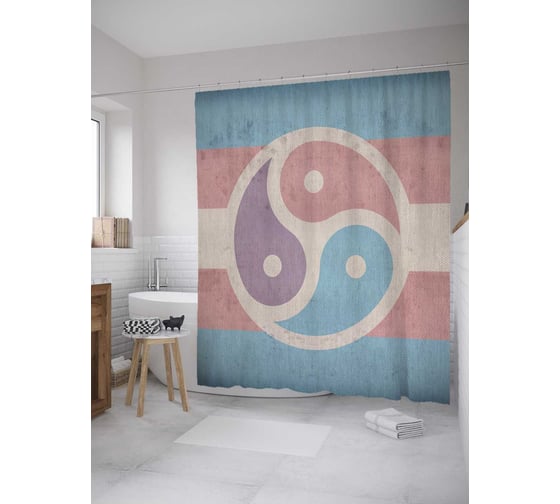 Штора (занавеска) для ванной JoyArty "Триединство" из сатена, 180х200 см с крючками, sc_8420 1