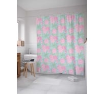 Штора (занавеска) для ванной JoyArty "Розовая поляна" из сатена, 180х200 см с крючками, sc_70254