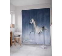 Штора (занавеска) для ванной JoyArty "Конь в снегу" из сатена, 180х200 см с крючками, sc_9490