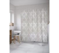 Штора (занавеска) для ванной JoyArty "Растительный орнамент" из сатена, 180х200 см с крючками, sc_61620