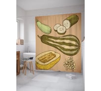 Штора (занавеска) для ванной JoyArty "Бахчевые культуры" из сатена, 180х200 см с крючками, sc_62415