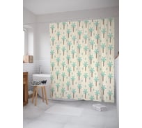 Штора (занавеска) для ванной JoyArty "Ананасовые пальмы" из сатена, 180х200 см с крючками, sc_63175