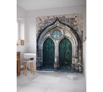 Штора (занавеска) для ванной JoyArty "Ворота готического собора" из сатена, 180х200 см с крючками, sc_7330