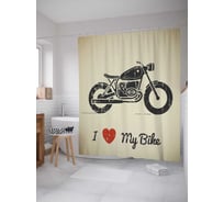 Штора (занавеска) для ванной JoyArty "Любовь и мотоцикл" из сатена, 180х200 см с крючками, sc_9929