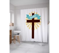 Штора (занавеска) для ванной JoyArty "Крест верующих" из сатена, 180х200 см с крючками, sc_9598