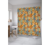 Штора (занавеска) для ванной JoyArty "Ретро цветочного полотна" из сатена, 180х200 см с крючками, sc_55101
