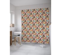 Штора (занавеска) для ванной JoyArty "Орнаментальные птицы наив" из сатена, 180х200 см с крючками, sc_61429