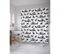 Штора (занавеска) для ванной JoyArty "Карета и лошадь" из сатена, 180х200 см с крючками, sc_52420