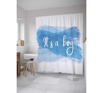 Штора (занавеска) для ванной JoyArty "Радость за рождение мальчика" из сатена, 180х200 см с крючками, sc_35108