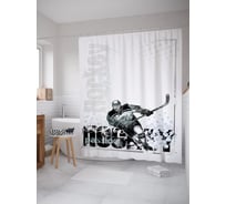 Штора (занавеска) для ванной JoyArty "Жесткий хоккей" из сатена, 180х200 см с крючками, sc_54239