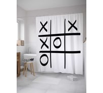Штора (занавеска) для ванной JoyArty "Игра в крестики-нолики" из сатена, 180х200 см с крючками, sc_36432