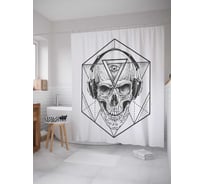 Штора (занавеска) для ванной JoyArty "Масонский череп" из сатена, 180х200 см с крючками, sc_9754