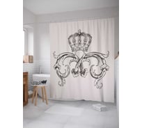 Штора (занавеска) для ванной JoyArty "Цветочная корона" из сатена, 180х200 см с крючками, sc_9476
