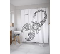 Штора (занавеска) для ванной JoyArty "Скорпион зентангл" из сатена, 180х200 см с крючками, sc_60291