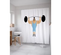 Штора (занавеска) для ванной JoyArty "Силовые номера" из сатена, 180х200 см с крючками, sc_62848