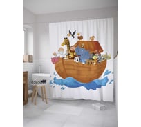Штора (занавеска) для ванной JoyArty "Ной и звери" из сатена, 180х200 см с крючками, sc_9436
