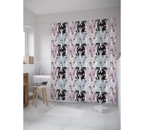 Штора (занавеска) для ванной JoyArty "Танцующий единорог" из сатена, 180х200 см с крючками, sc_60936