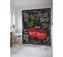 Штора (занавеска) для ванной JoyArty "Стоимость черешни" из сатена, 180х200 см с крючками, sc_62298