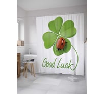 Штора (занавеска) для ванной JoyArty "Удача от божьей коровки" из сатена, 180х200 см с крючками, sc_34643