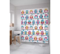 Штора (занавеска) для ванной JoyArty "Сомнительные совы" из сатена, 180х200 см с крючками, sc_6908