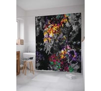 Штора (занавеска) для ванной JoyArty "Цветочные пятна на черном фоне" из сатена, 180х200 см с крючками, sc_6500