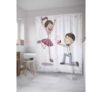 Штора (занавеска) для ванной JoyArty "Счастливый момент" из сатена, 180х200 см с крючками, sc_34544