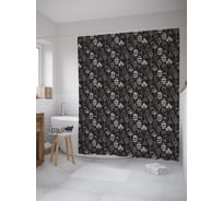 Штора (занавеска) для ванной JoyArty "Орнаментальные листья" из сатена, 180х200 см с крючками, sc_59758