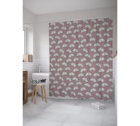 Штора (занавеска) для ванной JoyArty "Листья гинкго" из сатена, 180х200 см с крючками, sc_61496