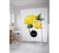 Штора (занавеска) для ванной JoyArty "Лимон" из сатена, 180х200 см с крючками, sc_62318