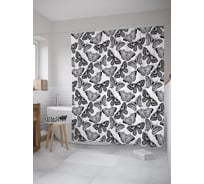 Штора (занавеска) для ванной JoyArty "Такие разные бабочки" из сатена, 180х200 см с крючками, sc_52506