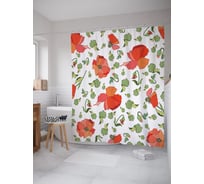 Штора (занавеска) для ванной JoyArty "Маки паттерн" из сатена, 180х200 см с крючками, sc_64066