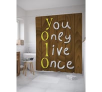 Штора (занавеска) для ванной JoyArty "Цитата на досках" из сатена, 180х200 см с крючками, sc_62199