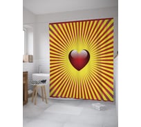 Штора (занавеска) для ванной JoyArty "Яркое сердце" из сатена, 180х200 см с крючками, sc_60862