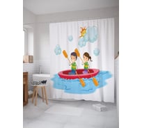 Штора (занавеска) для ванной JoyArty "Пара на байдарке" из сатена, 180х200 см с крючками, sc_63773