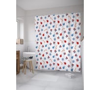 Штора (занавеска) для ванной JoyArty "Векторные подарки" из сатена, 180х200 см с крючками, sc_52594
