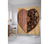 Штора (занавеска) для ванной JoyArty "Механика любви" из сатена, 180х200 см с крючками, sc_6972