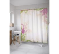 Штора (занавеска) для ванной JoyArty "Декоративные тюльпаны" из сатена, 180х200 см с крючками, sc_55131