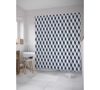Штора (занавеска) для ванной JoyArty "Мелкий кубизм" из сатена, 180х200 см с крючками, sc_36532