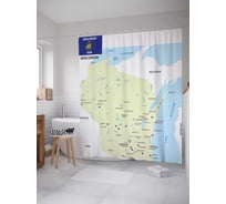 Штора (занавеска) для ванной JoyArty "Карта Штат Висконсин" из сатена, 180х200 см с крючками, sc_7174