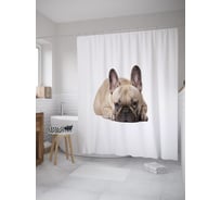 Штора (занавеска) для ванной JoyArty "Прилег в ожидании" из сатена, 180х200 см с крючками, sc_60795