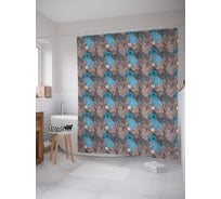 Штора (занавеска) для ванной JoyArty "Наброски цветов" из сатена, 180х200 см с крючками, sc_54545